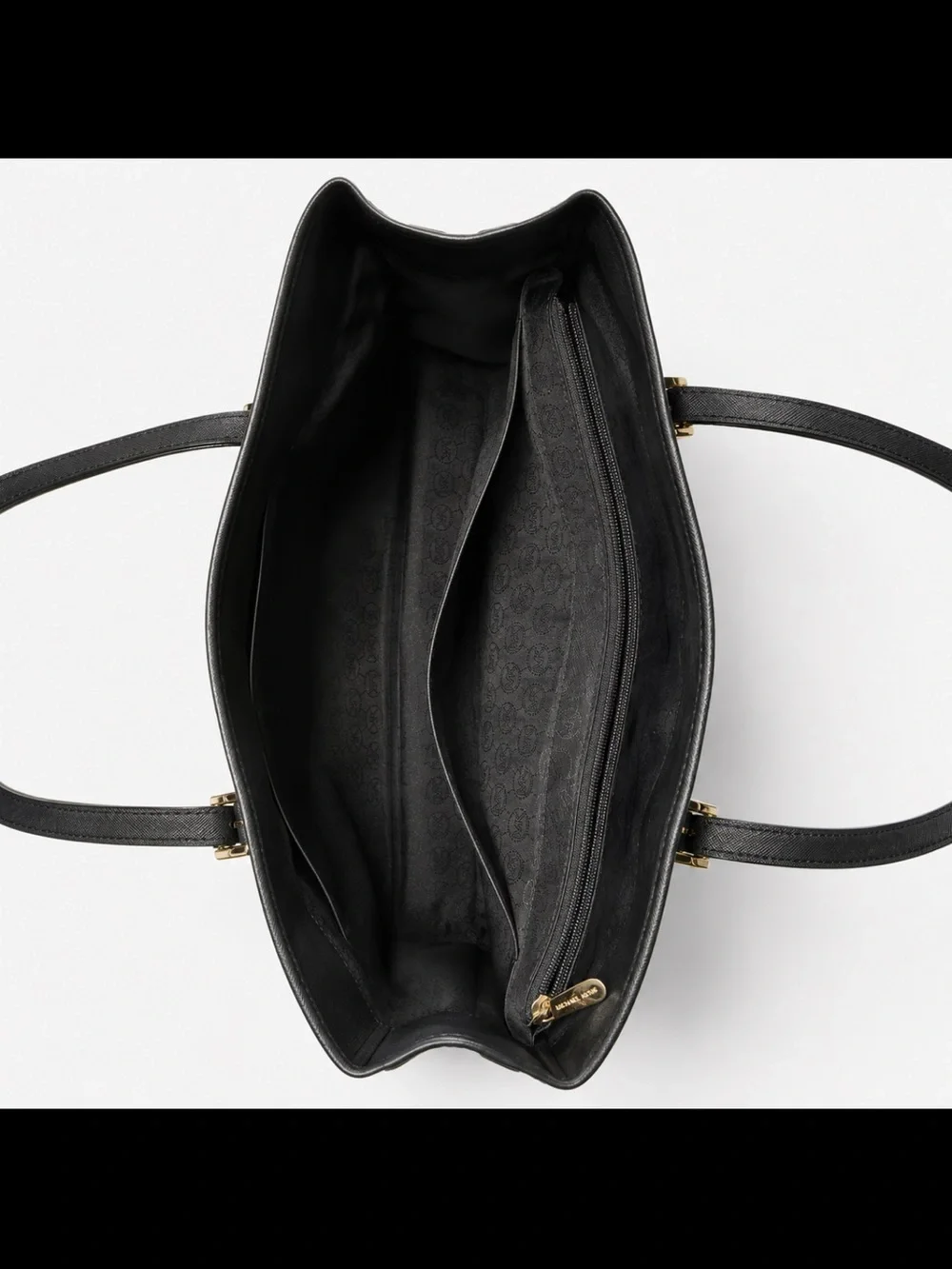 Michael Kors Black Leather Tote with Gold Hardware